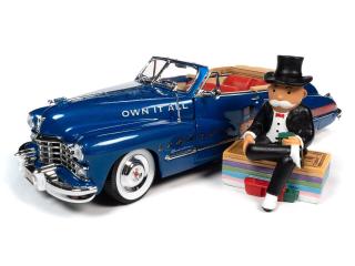 Cadillac Convertible 1947 Monopoly with Resin Figure, Blue & Red Auto World 1:18